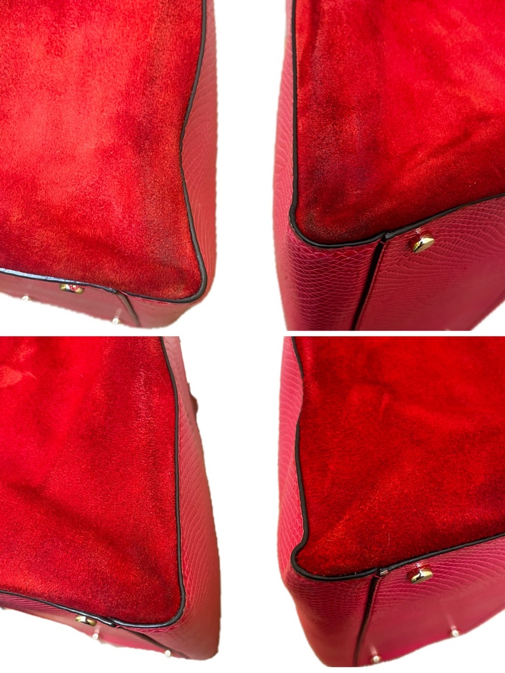 Kate Spade Angelika Prembrey Place Red Snake Embossed Leather & Suede Satchel - Picture 8 of 16